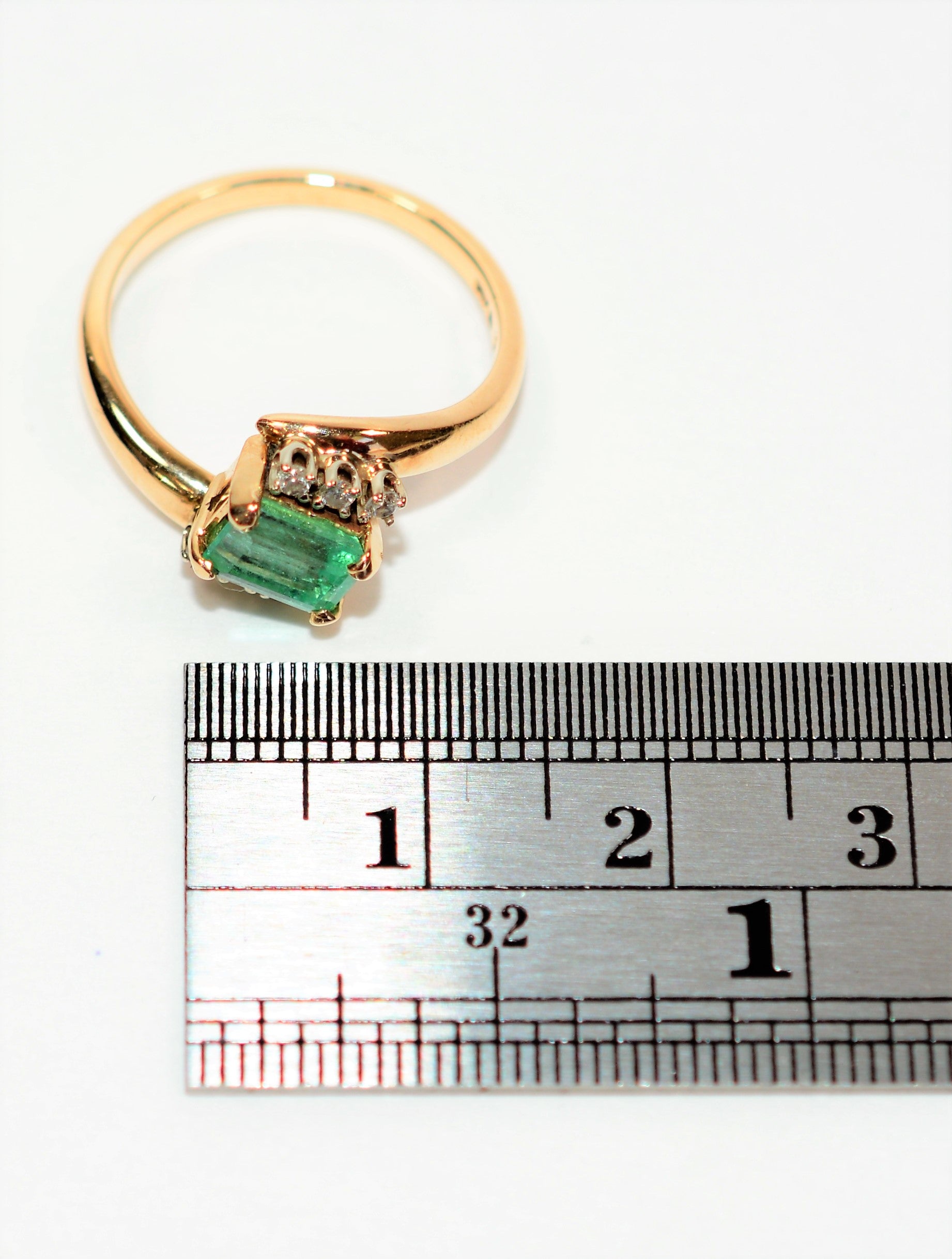 Natural Colombian Emerald & Diamond Ring 14K Solid Gold .94tcw Gemstone Ring Statement Ring Birthstone Ring Vintage Ring Women's Ring Estate
