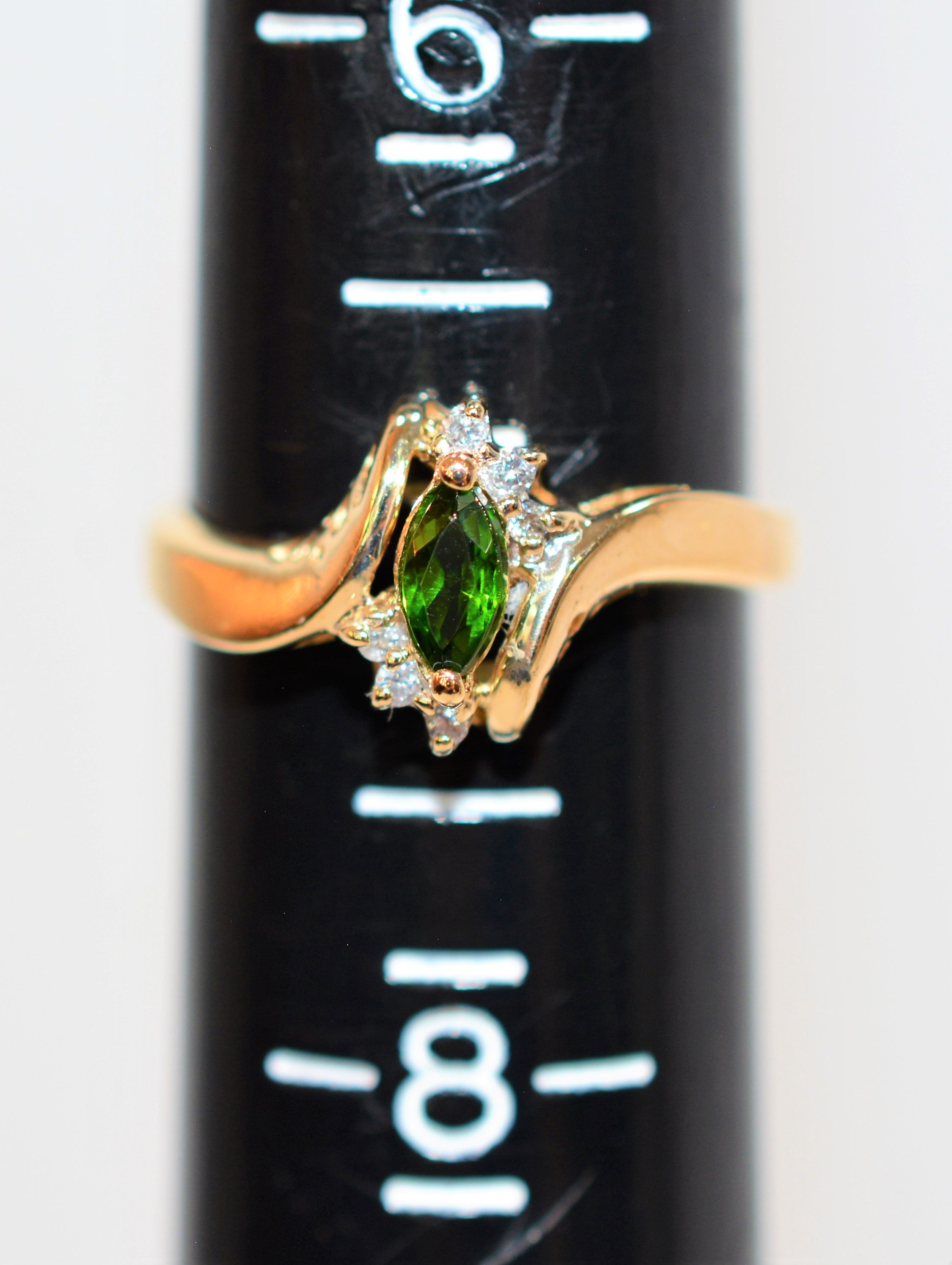 Natural Tsavorite Garnet & Diamond Ring 10K Solid Gold .30tcw January Birthstone Ring Garnet Ring Green Ring Ladies Ring Women's Ring Estate