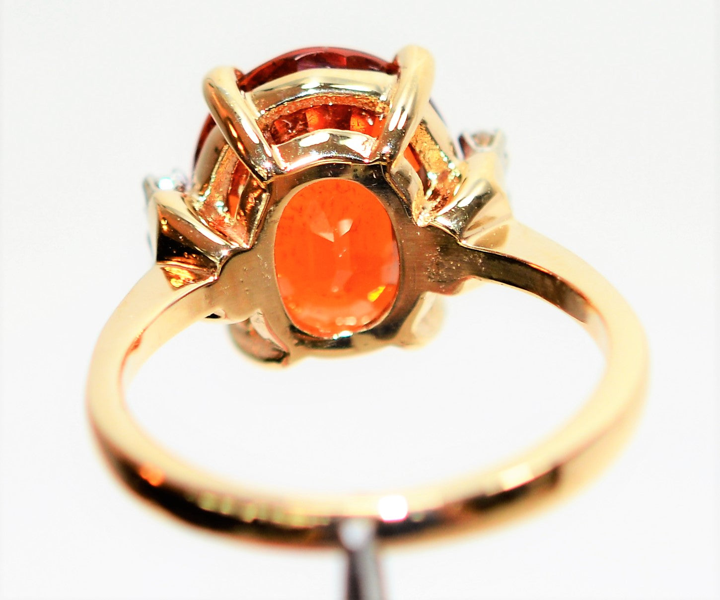 Natural Spessartine Mandarin Garnet & Diamond Ring 14K Solid Gold 6.49tcw Fanta Garnet Ring Orange Ring January Birthstone Ring Women's Ring
