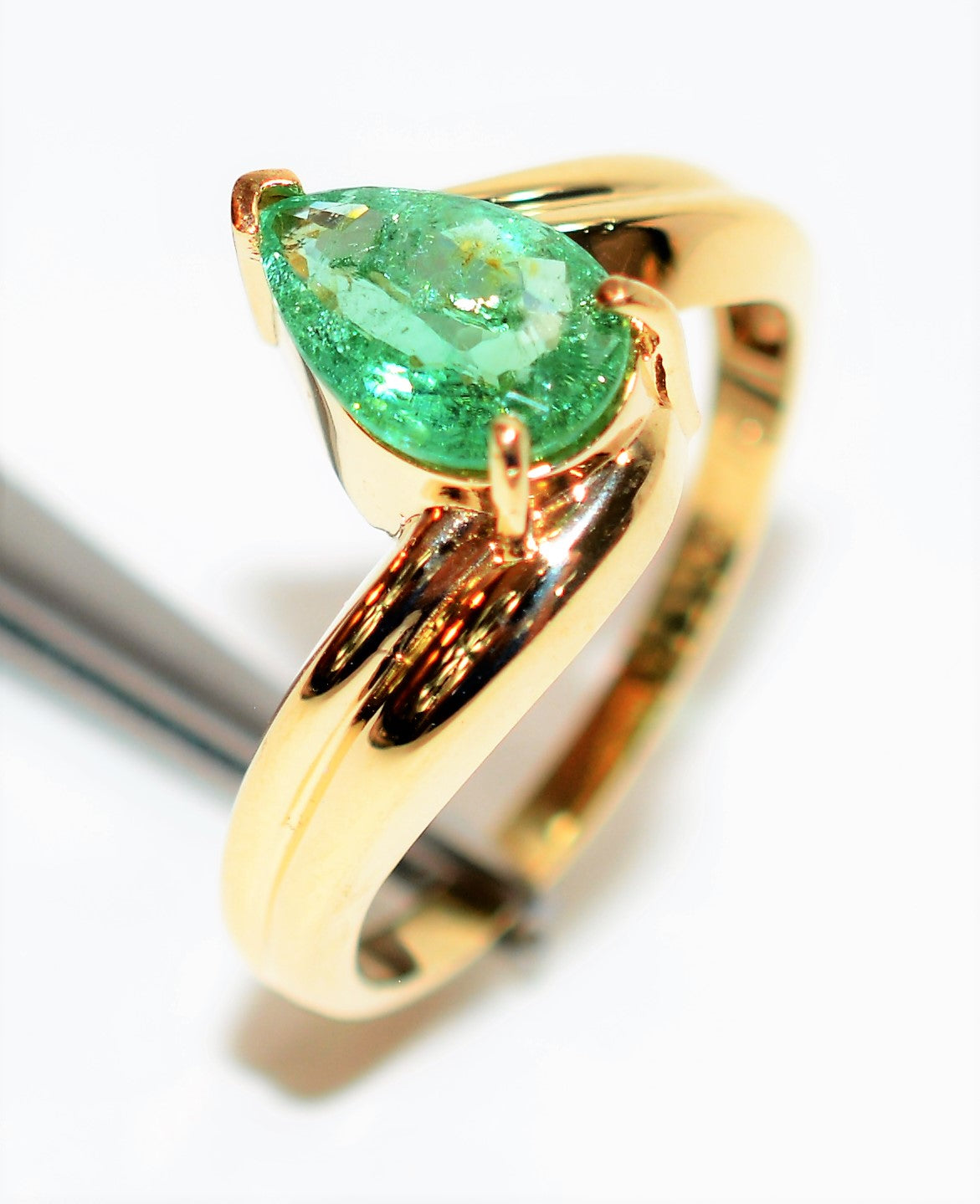 Natural Paraiba Tourmaline Ring 10K Solid Gold 1.27ct Solitaire Ring Pear Ring Gemstone Ring Women's Ring Ladies Ring Statement Ring Jewelry