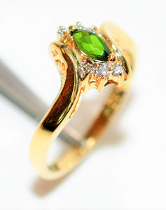 Natural Tsavorite Garnet & Diamond Ring 10K Solid Gold .30tcw January Birthstone Ring Garnet Ring Green Ring Ladies Ring Women's Ring Estate