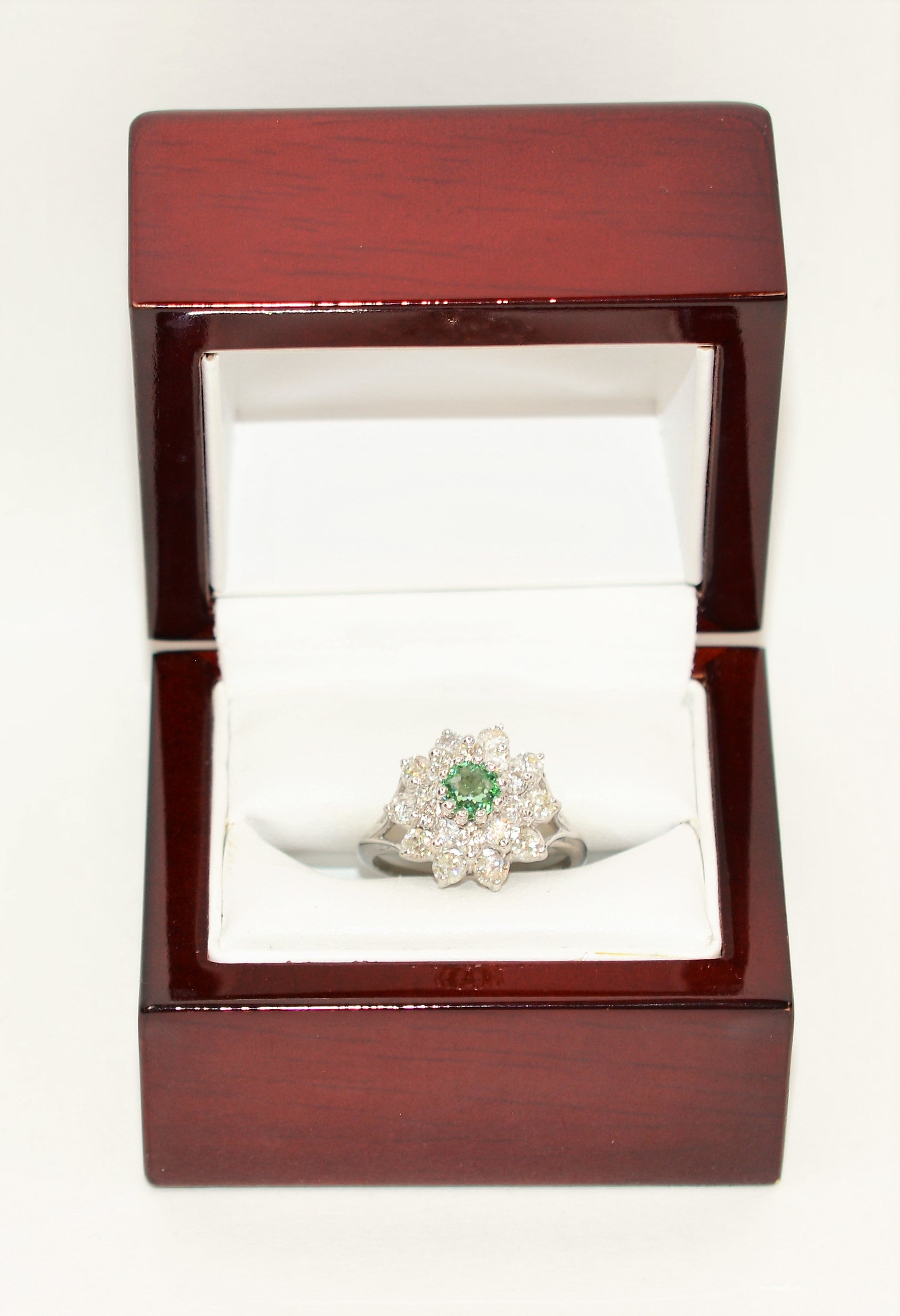 Natural Paraiba Tourmaline & Diamond Ring 14K Solid White Gold 2.46tcw Diamond Halo Ring Flower Ring Statement Ring Cocktail Ring Fine Jewel