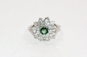 Natural Paraiba Tourmaline & Diamond Ring 14K Solid White Gold 2.46tcw Diamond Halo Ring Flower Ring Statement Ring Cocktail Ring Fine Jewel