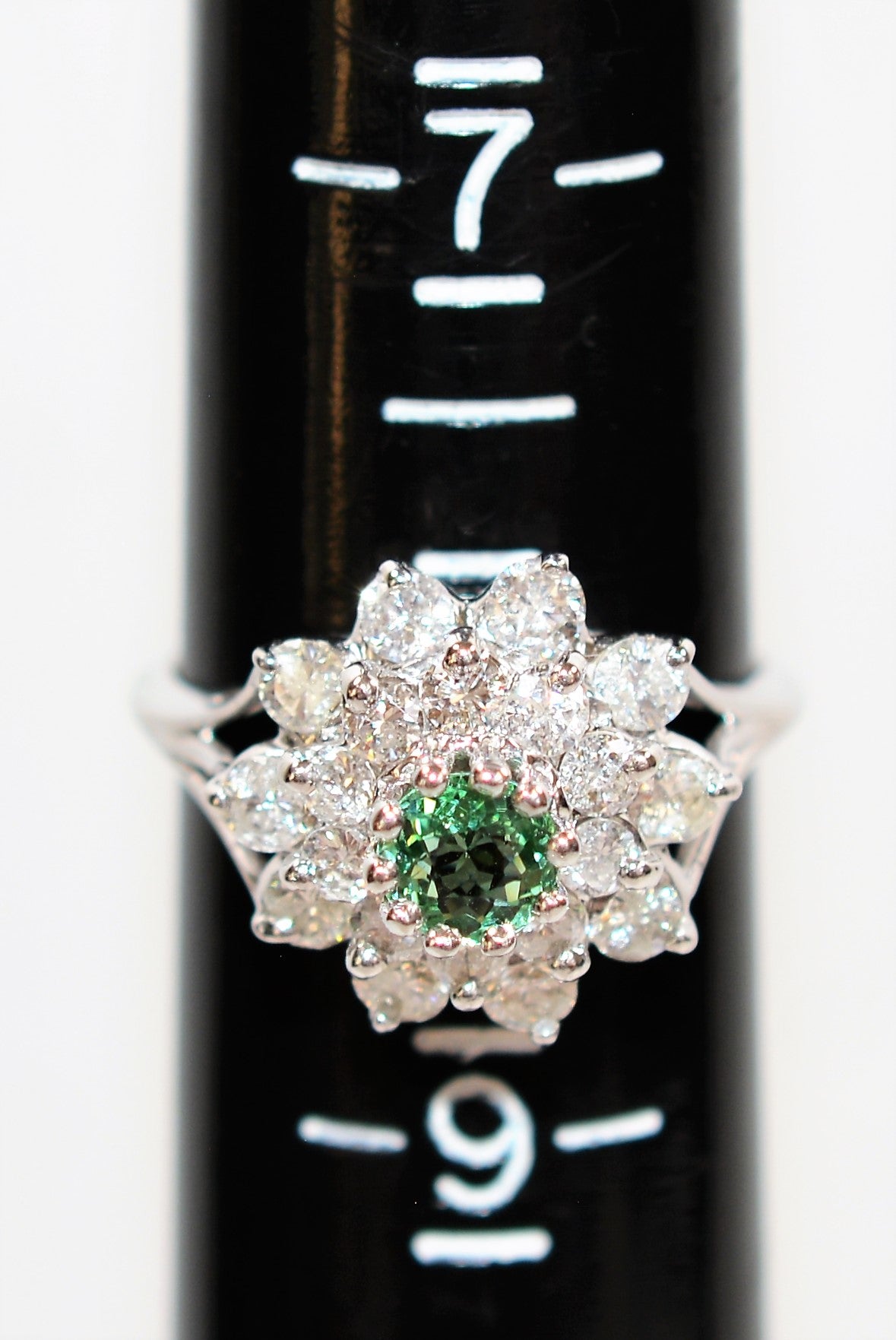 Natural Paraiba Tourmaline & Diamond Ring 14K Solid White Gold 2.41tcw Diamond Halo Ring Flower Ring Statement Ring Cocktail Ring Fine Jewel