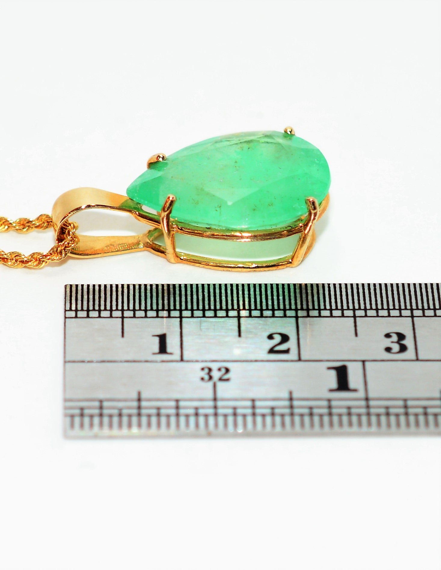 Natural Colombian Emerald Necklace 10K Solid Gold 7.58ct Pendant Necklace Statement Necklace Birthstone Necklace Cocktail Necklace Estate