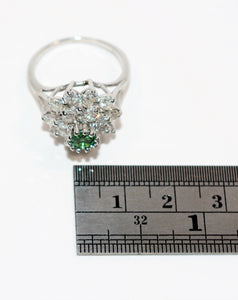 Natural Paraiba Tourmaline & Diamond Ring 14K Solid White Gold 2.46tcw Diamond Halo Ring Flower Ring Statement Ring Cocktail Ring Fine Jewel