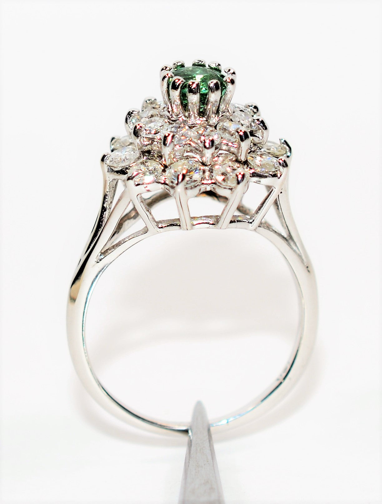 Natural Paraiba Tourmaline & Diamond Ring 14K Solid White Gold 2.46tcw Diamond Halo Ring Flower Ring Statement Ring Cocktail Ring Fine Jewel