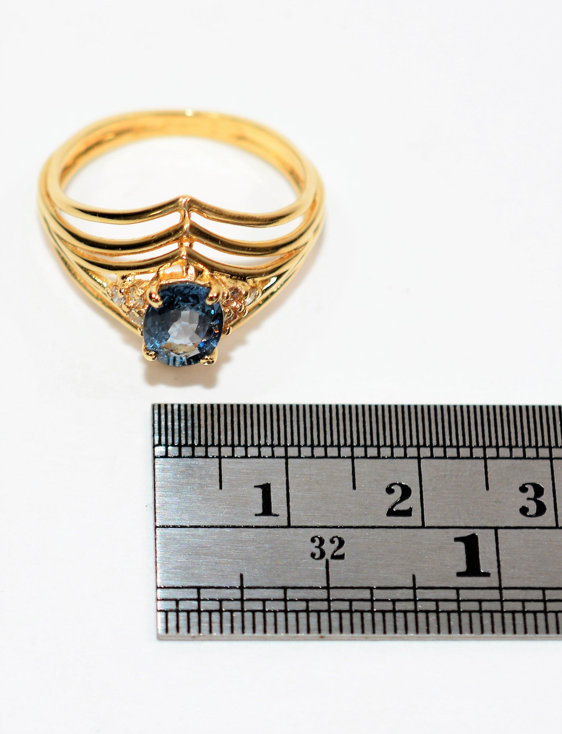 Natural Blue Spinel & Diamond Ring 14K Solid Gold 1.33tcw Gemstone Ring Statement Ring June Birthstone Ring Fine Estate Jewelry Women's Ring