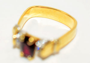 Natural Spinel & Diamond Ring 18K Solid Gold 1.63tcw Gemstone Ring Cocktail Ring Red Spinel Ring Statement Ring Vintage Ring June Birthstone