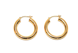 14K Solid Gold 4mm Hoop Earrings Gold Hoops Gold Earrings Shiny Hoops Polished Hoops Statement Earrings Vintage Earrings Estate Jewellery