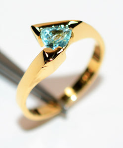 Natural Paraiba Tourmaline 14K Solid Gold Solitaire .42ct Gemstone Women's Ring Trillion Ring Fine Jewelry Estate Ring Fine Jewellery Ladies