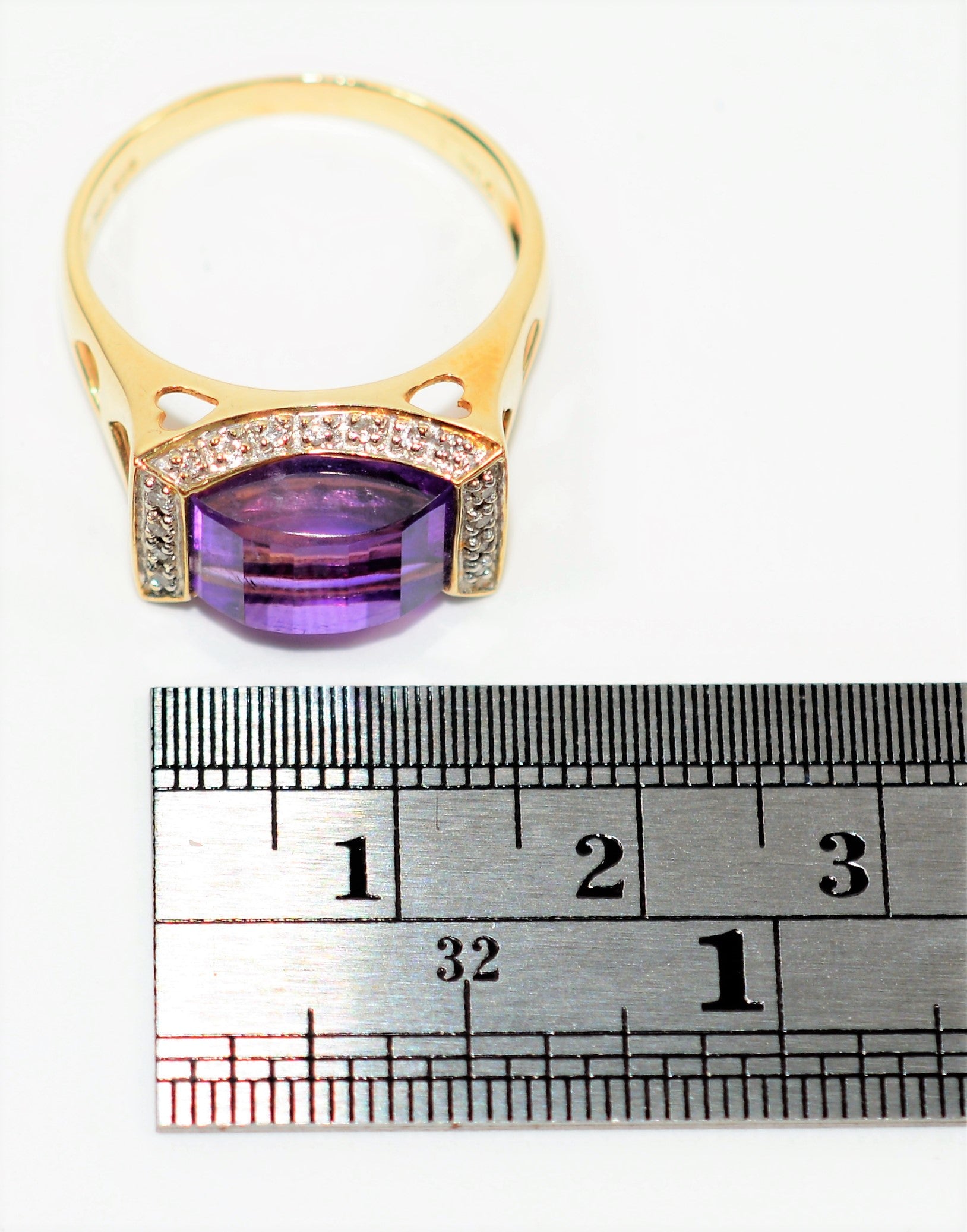 Natural Amethyst & Diamond Ring 14K Solid Gold 3.56tcw Statement Ring Birthstone Ring Cocktail Ring Friendship Ring Promise Ring Womens Ring