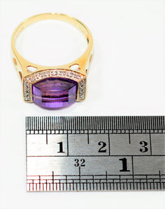Natural Amethyst & Diamond Ring 14K Solid Gold 3.56tcw Statement Ring Birthstone Ring Cocktail Ring Friendship Ring Promise Ring Womens Ring