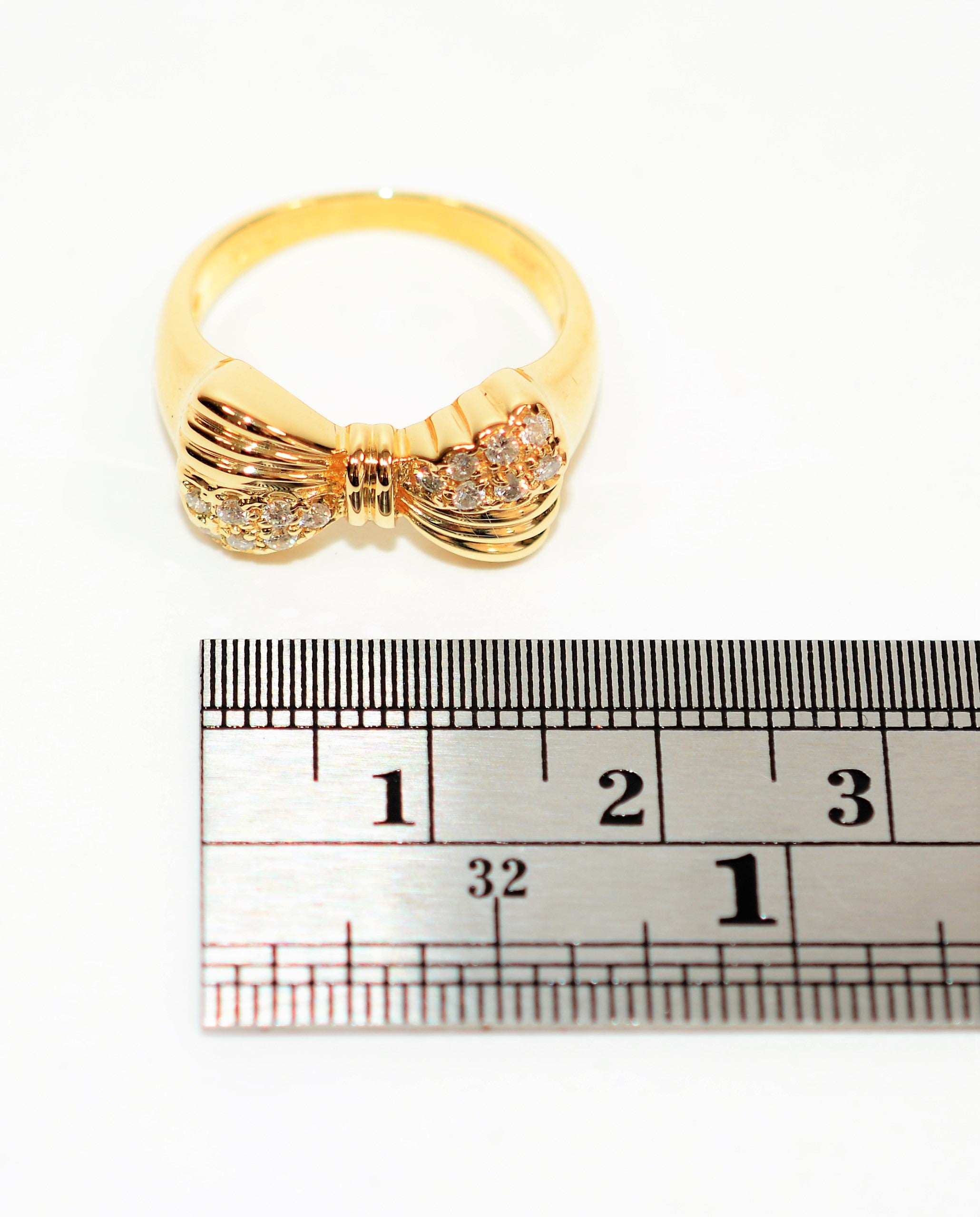 Natural Diamond Ring 14K Solid Gold .21tcw Fashion Ring Bow Ring Ladies Ring Cluster Ring Cocktail Ring Statement Ring Estate Women’s Ring