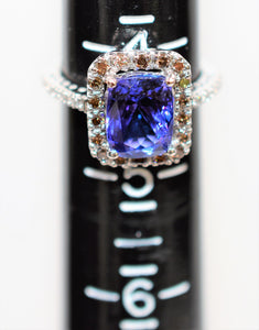 Effy Certified Natural D'Block  Tanzanite & Fancy Chocolate Diamond Ring 14K Solid White Gold 3.21tcw Designer Ring Cocktail Ring Jewellery