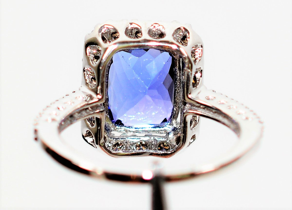 Effy Certified Natural D'Block  Tanzanite & Fancy Chocolate Diamond Ring 14K Solid White Gold 3.21tcw Designer Ring Cocktail Ring Jewellery