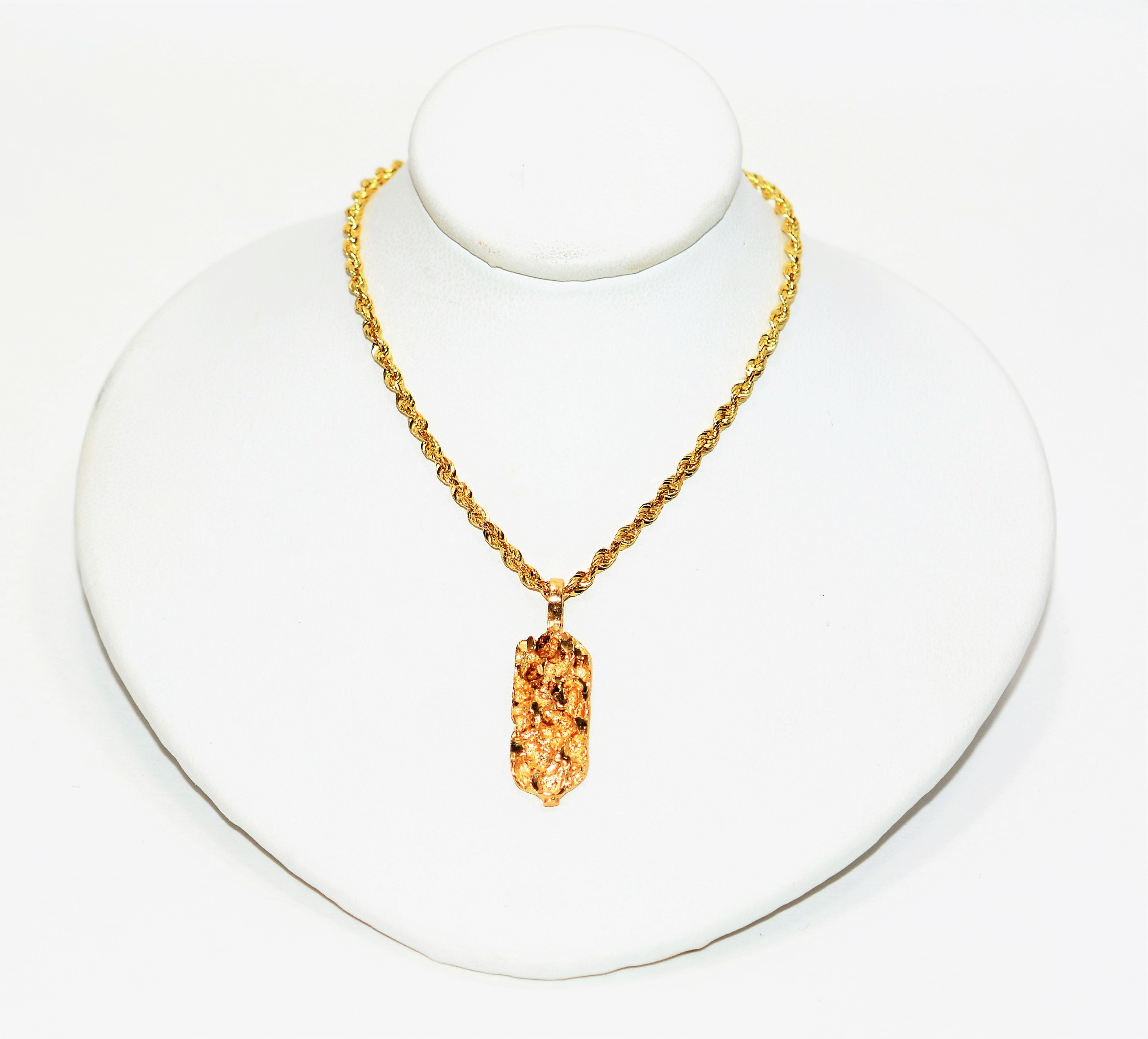 14K Solid Gold Nugget Necklace Gold Necklace Vintage Necklace Estate Necklace Men's Necklace Pendant Necklace Fine Jewellery Mens Jewellery