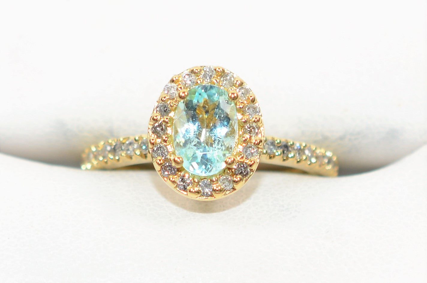 Natural Paraiba Tourmaline & Diamond Ring 14K Solid Gold 1.40tcw Engagement Ring Promise Ring Bridal Jewelry Gemstone Ring Fine Women's Ring