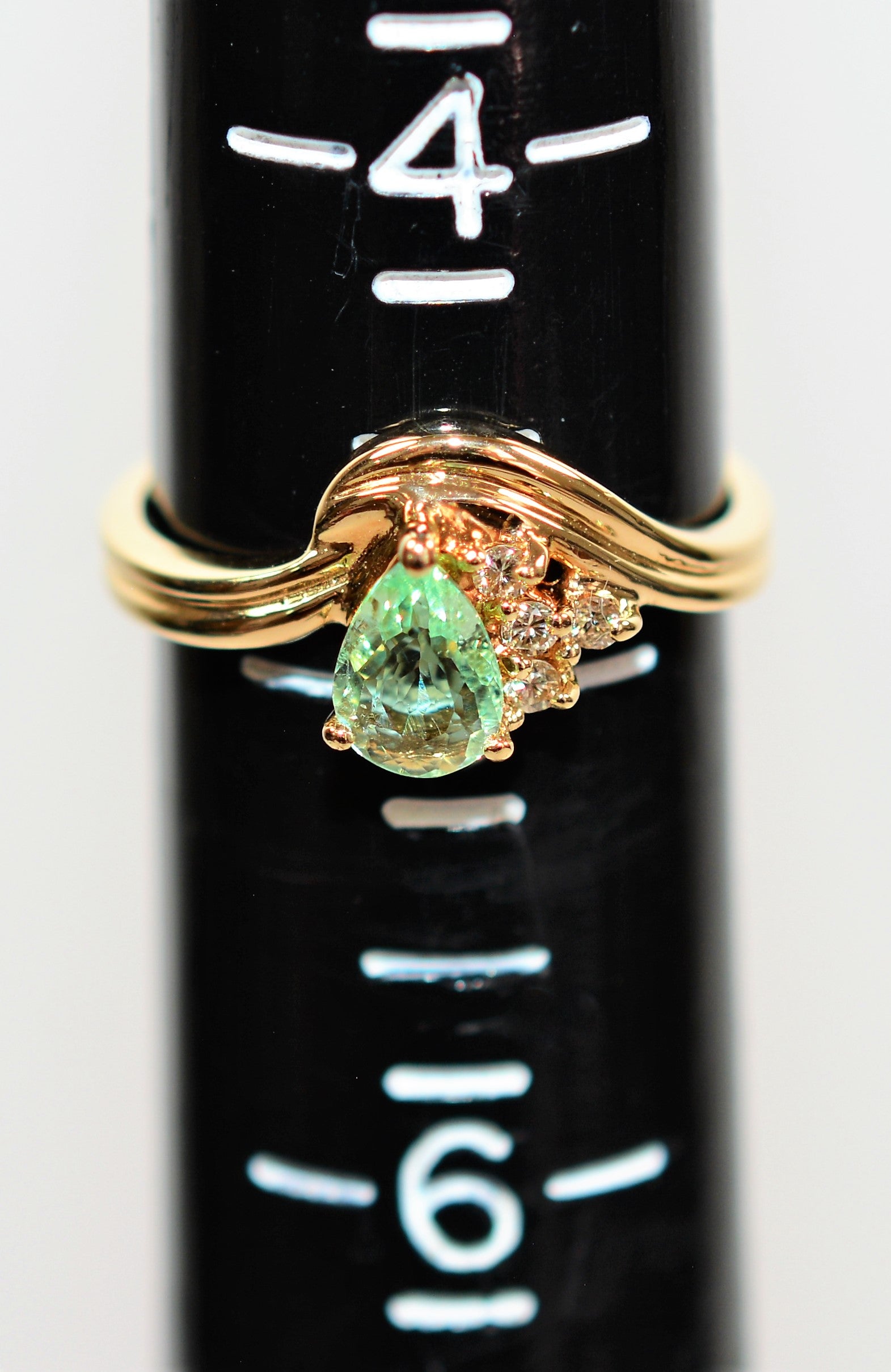 Natural Paraiba Tourmaline & Diamond Ring 14K Solid Gold  .44tcw Pear Gemstone Cluster Women's Ring Fine Jewelry Vintage Estate Jewellery