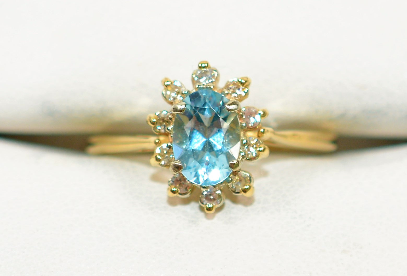 Natural Paraiba Tourmaline & Diamond Ring 14K Solid Gold 1.30tcw Gemstone Estate Jewelry Engagement Ring Promise Ring Diamond Halo Ring