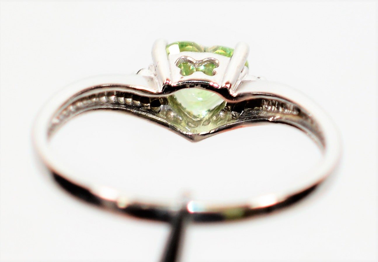 Natural Merelani Mint Garnet & Diamond Ring 14K Solid White Gold 1.33tcw Heart Ring Engagement Ring Wedding Ring Green Ring Bridal Jewelry
