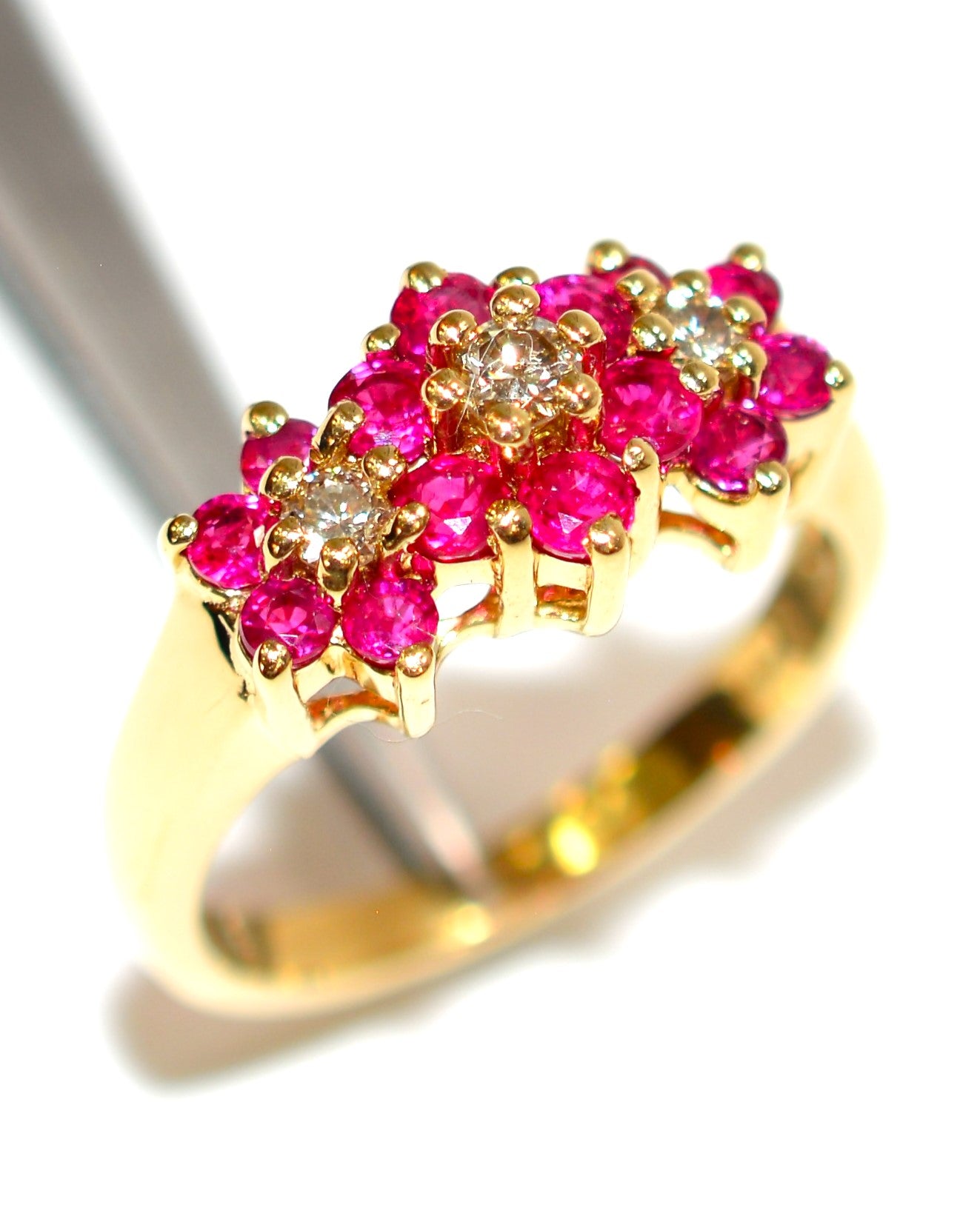 Natural Ruby & Diamond Ring 14K Solid Gold .79tcw Gemstone Ring Ruby Ring Band Ring Flower Ring Birthstone Ring Vintage Ring Estate Jewelry