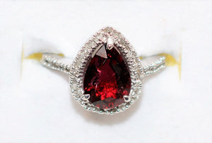 Natural Rubellite & Diamond Ring 10K White Gold 1.69tcw Pink Tourmaline Ring Halo Ring Statement Ring Women's Ring Engagement Ring Jewellery