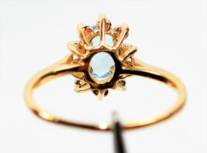 Natural Paraiba Tourmaline & Diamond Ring 14K Solid Gold 1.18tcw Gemstone Estate Jewelry Engagement Ring Promise Ring Diamond Halo Ring
