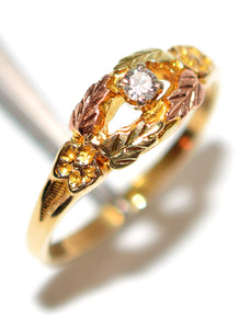Natural Diamond Ring 10K Solid Gold Black Hills Gold .10ct Women's Ring Boho Ring Nature Ring Black Hills Dakota Fine Jewelry Ladies Ring