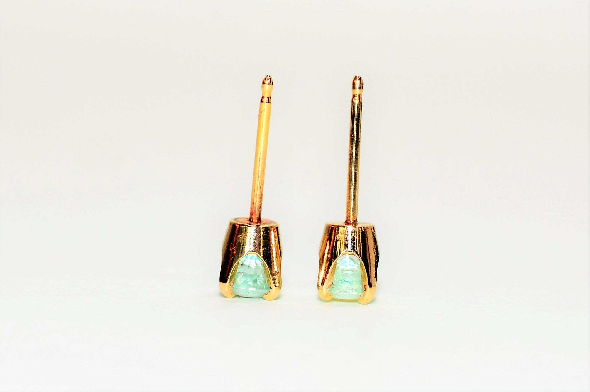 Natural Paraiba Tourmaline Earrings 14K Solid Gold .48tcw Solitaire Earrings Birthstone Earrings Stud Earrings Gemstone Earrings Blue Green