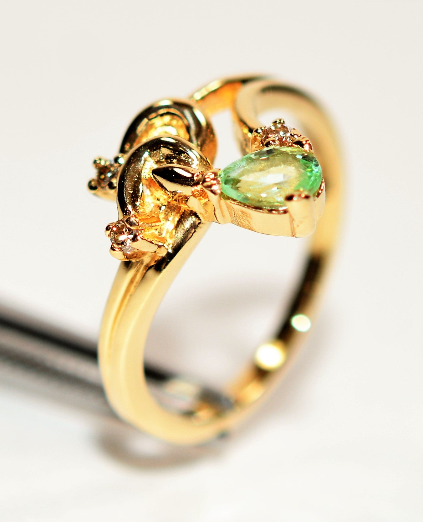Natural Paraiba Tourmaline & Diamond Ring 14K Solid Gold .33tcw Pear Gemstone Estate Jewelry Women's Ring Jewellery Vintage Fine Jewelry