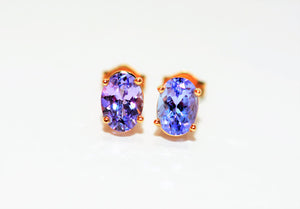 Natural Tanzanite Earrings 14K Solid Gold 1.66tcw Solitaire Earrings Gemstone Earrings Stud Earrings Birthstone Earrings Fine Women's Earrings