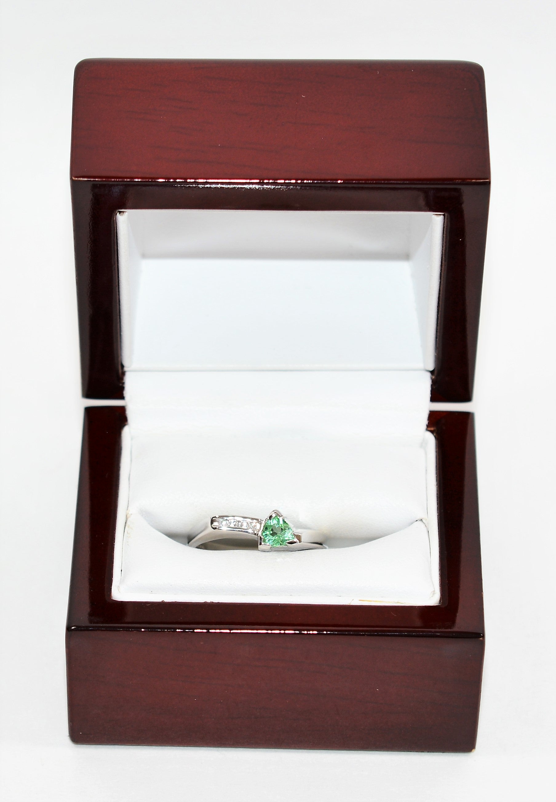 Natural Paraiba Tourmaline & Diamond Ring 14K Solid White Gold .56tcw Trillion Women's Ring Estate Jewelry Jewellery Vintage Fine Gems