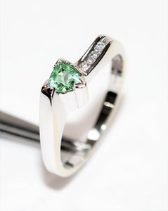 Natural Paraiba Tourmaline & Diamond Ring 14K Solid White Gold .56tcw Trillion Women's Ring Estate Jewelry Jewellery Vintage Fine Gems