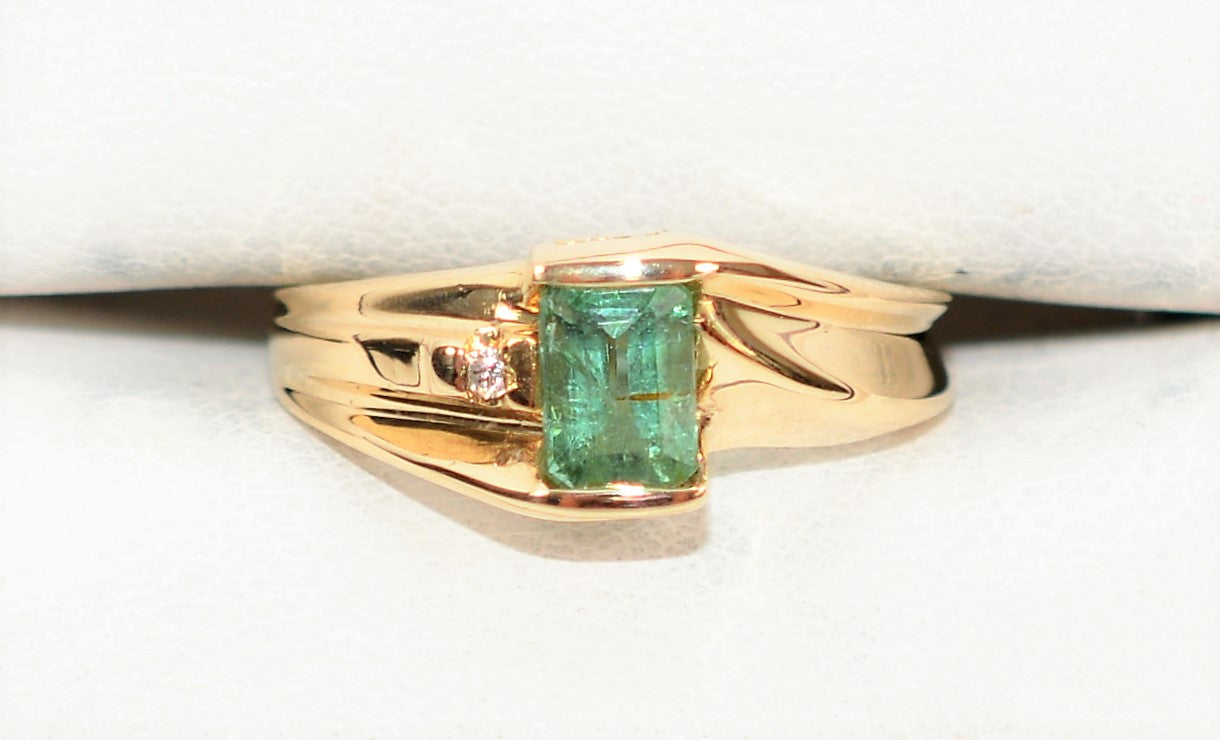 Natural Paraiba Tourmaline & Diamond Ring 10K Solid Gold .72tcw Gemstone  Fine Women's Ring Estate Jewelry Statement Ring Jewellery Vintage