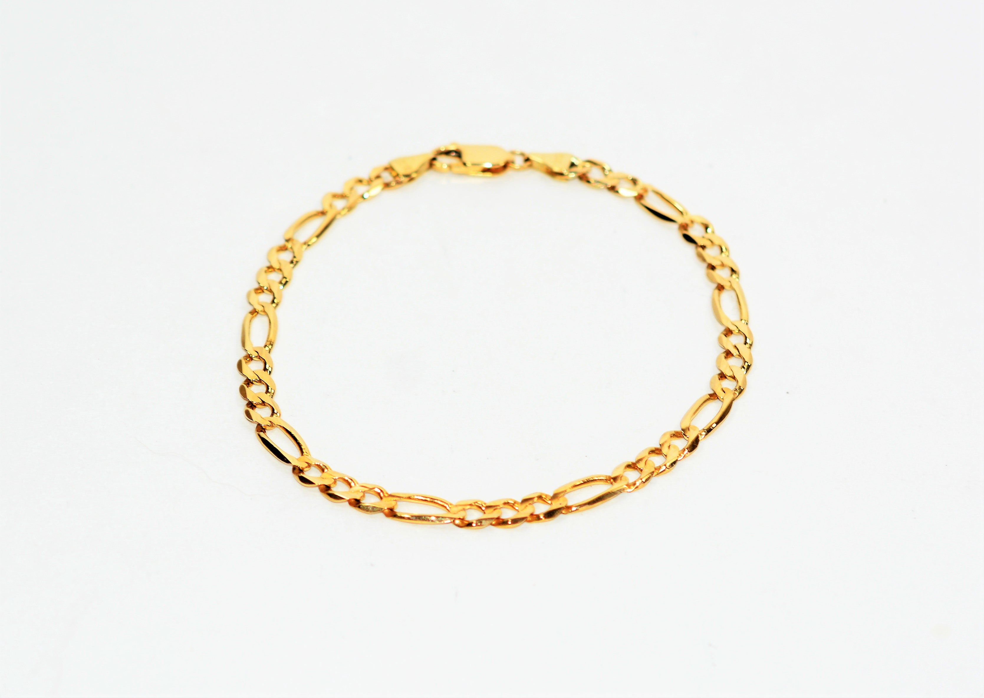 14K Solid Gold Figaro Chain Bracelet 5.50mm Statement Bracelet Fine Jewelry Vintage Jewelry Estate Jewelry Jewellery Unisex Men's Bracelet