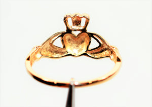 10K Solid Gold Claddagh Ring Heart Ring Celtic Ring Irish Ring Engagement Ring Promise Ring Romance Valentines Gift Fine Jewelry Jewellery