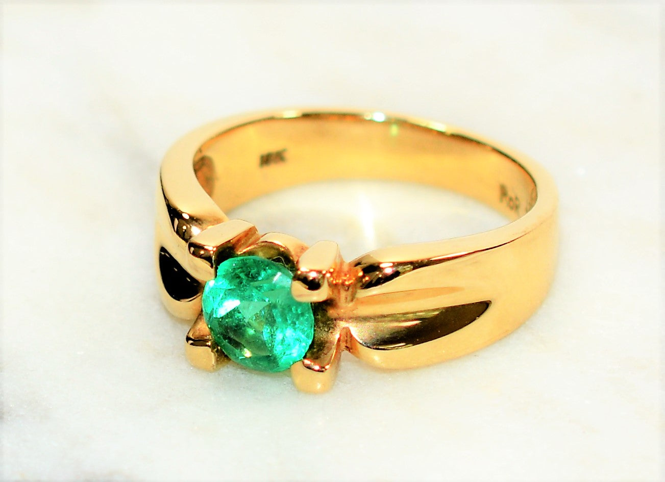 Natural Colombian Emerald Ring 18K Solid Gold 1.13ct Statement Ring Solitaire Ring Men's Ring Vintage Ring May Birthstone Ring Estate Ring