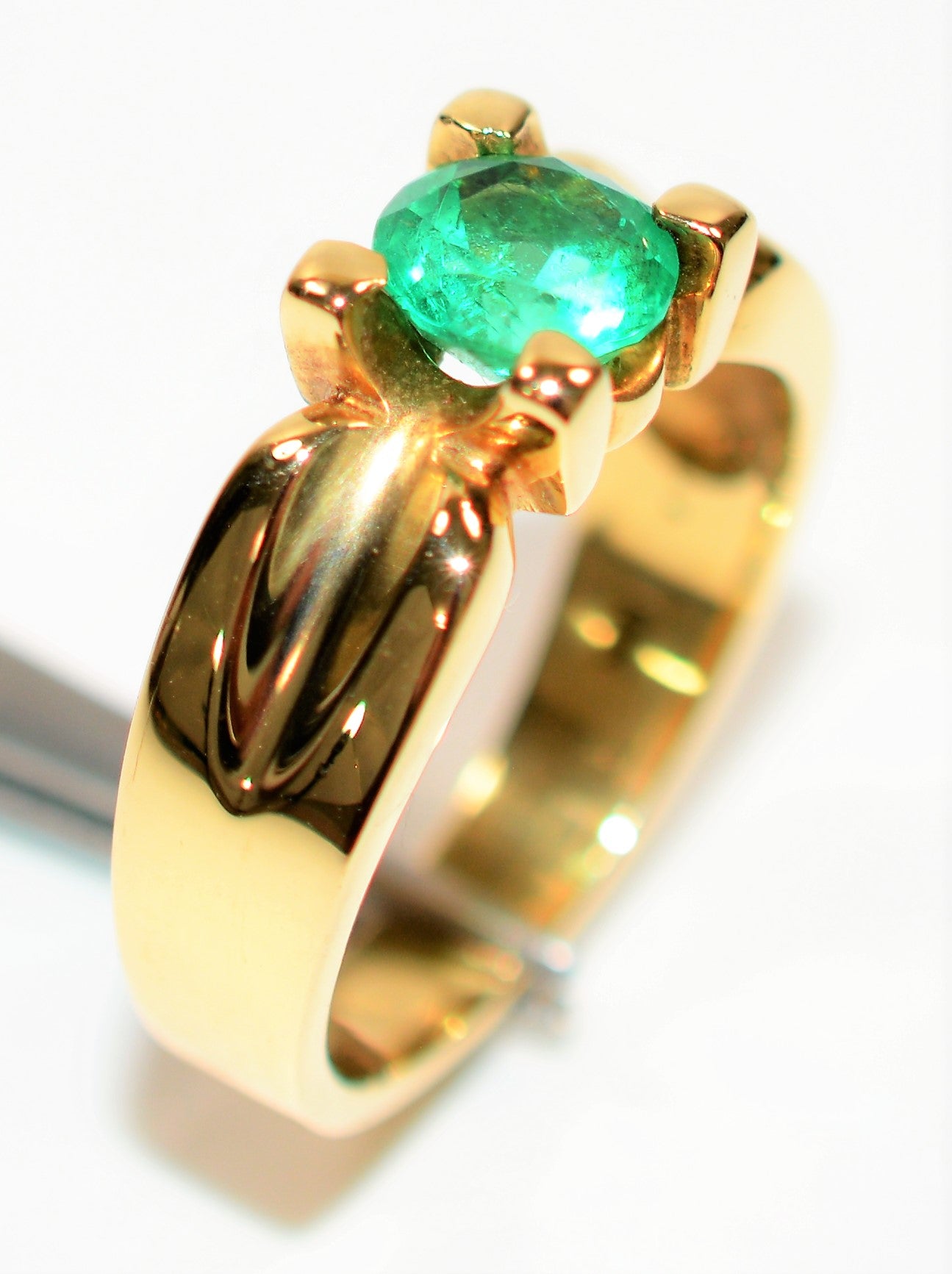 Natural Colombian Emerald Ring 18K Solid Gold 1.13ct Statement Ring Solitaire Ring Men's Ring Vintage Ring May Birthstone Ring Estate Ring