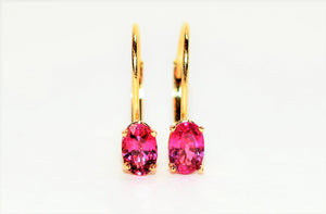 Natural Ruby Earrings 14K Solid Gold 1.20tcw Hoop Earrings Solitaire Earrings Gemstone Earring Dangle Earrings Pink Earrings Fine Jewellery