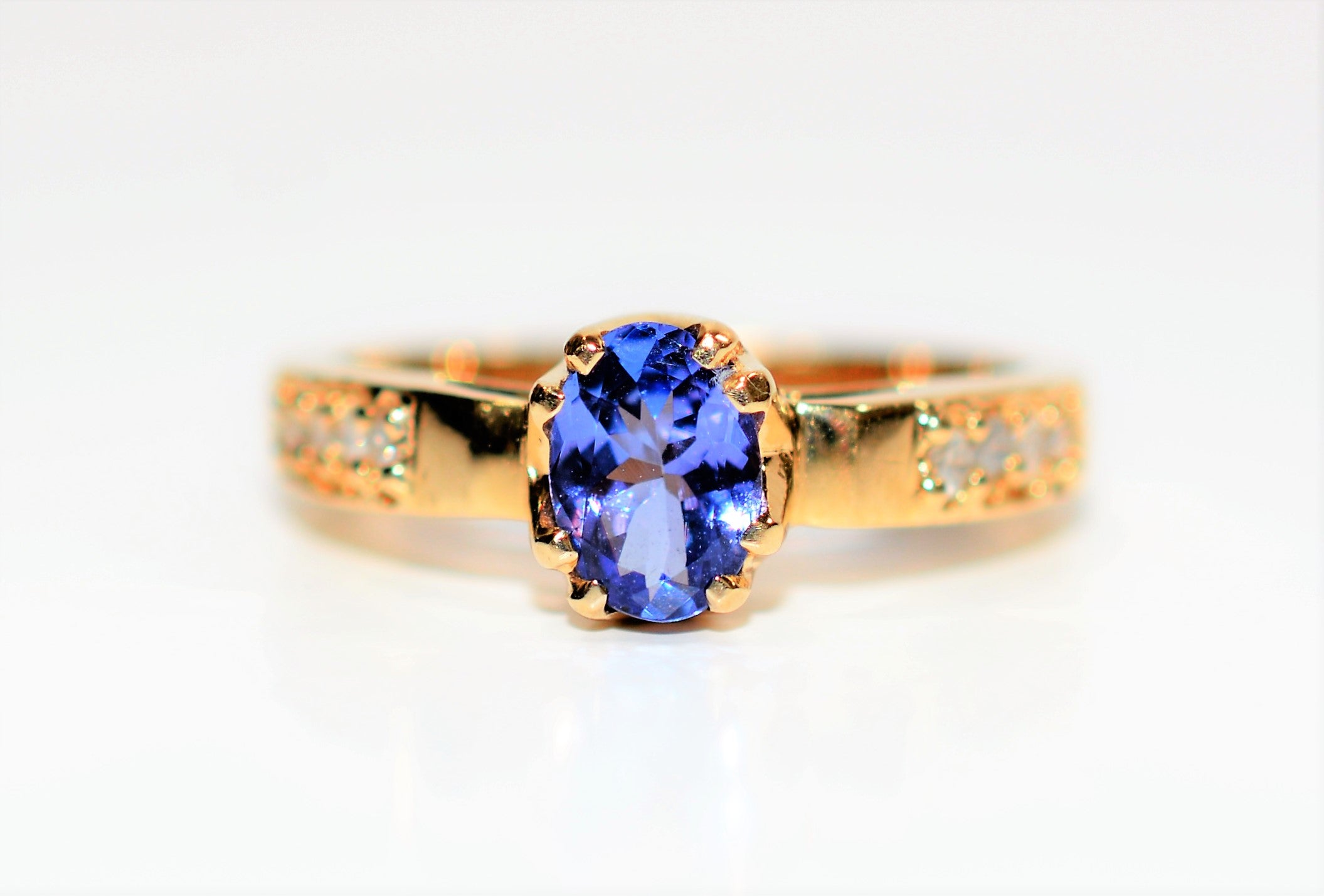 Natural Tanzanite & Diamond Ring 14K Solid Gold .78tcw Engagement Ring Gemstone Ring Bridal Jewelry Wedding Ring Tanzanite Ring Women's Ring