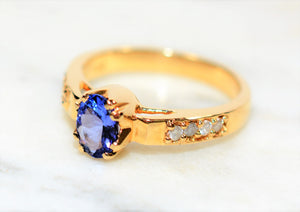 Natural Tanzanite & Diamond Ring 14K Solid Gold .78tcw Engagement Ring Gemstone Ring Bridal Jewelry Wedding Ring Tanzanite Ring Women's Ring