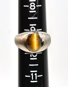 Natural Tigers Eye Ring 10K Solid White Gold Ring Statement Ring Men's Ring Birthstone Ring Vintage Ring Estate Ring Vintage Fine Jewellery