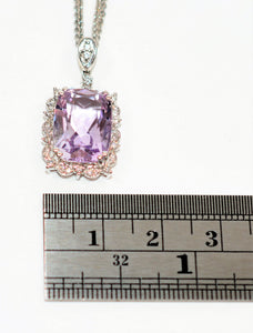 Natural Amethyst & Diamond Necklace 14K Solid White Gold  7.46tcw Pendant Necklace Statement Necklace Cocktail Necklace Multi-Strand Estate