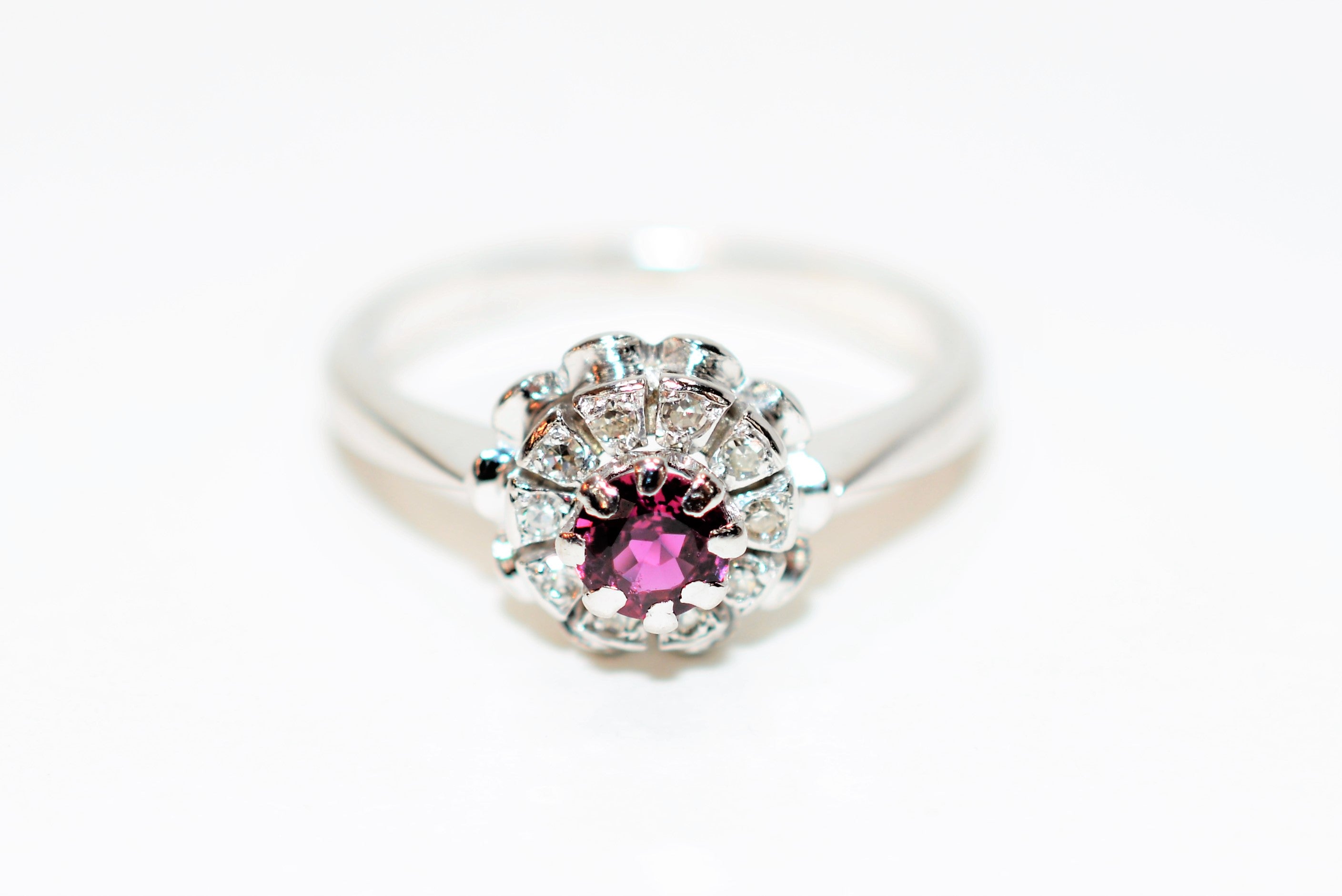 Natural Ruby & Diamond Ring 18K Solid White Gold .53tcw Engagement Ring Ruby Ring Birthstone Ring Cocktail Ring Statement Ring Bridal Ring