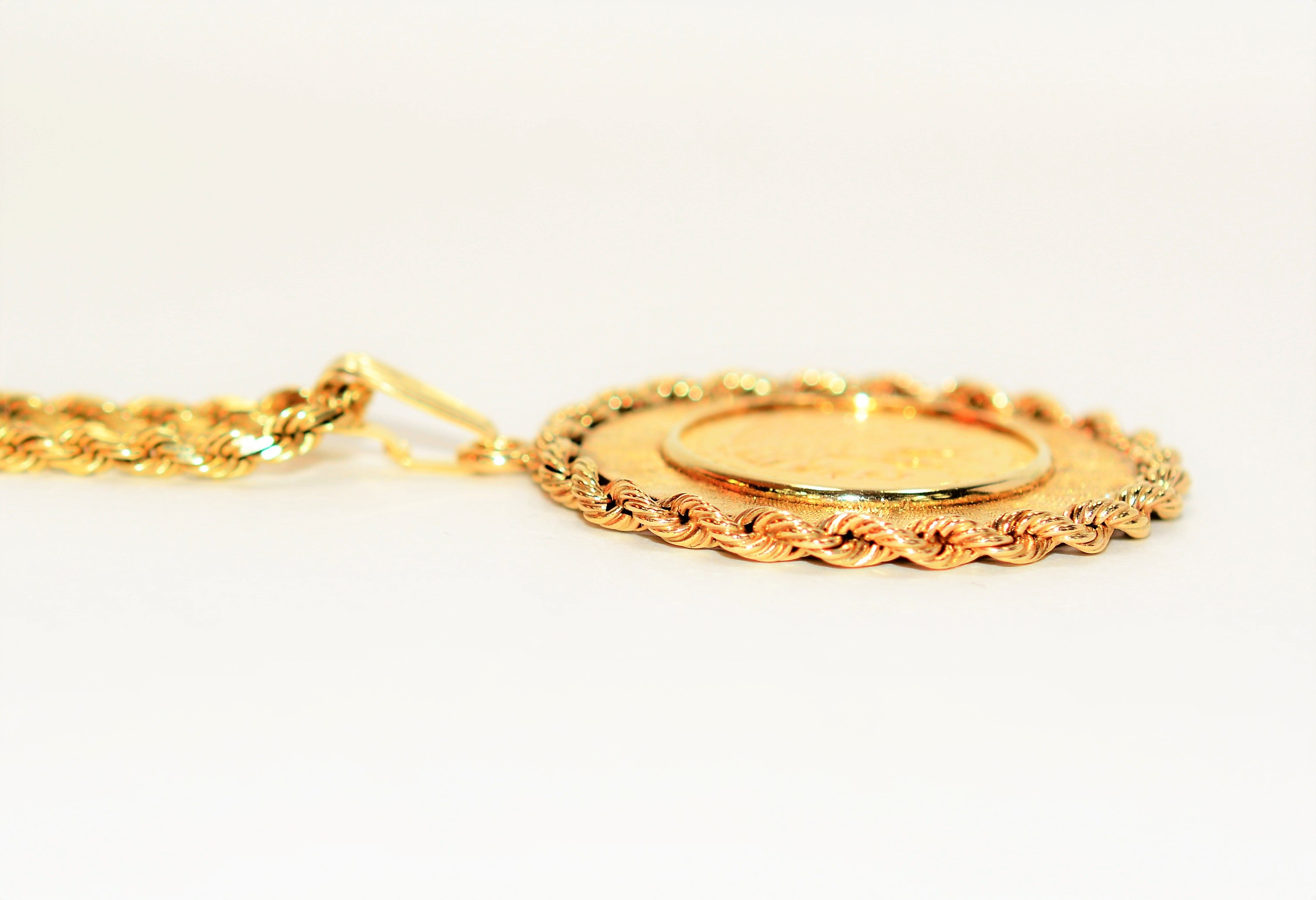 5 Dollar Indian Head Gold Half Eagle Coin Necklace 14K Solid Gold Necklace Coin Pendant Ingot Pendant Bullion Pendant Vintage Estate Jewelry