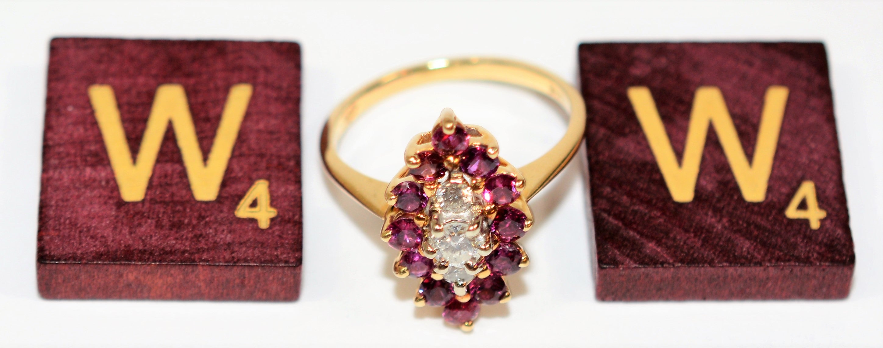 Natural Ruby & Diamond Ring 14K Solid Gold 1.29tcw Cluster Ring Gemstone Ring Ladies Ring Womens Ring Marquise Ruby Ring July Birthstone Estate