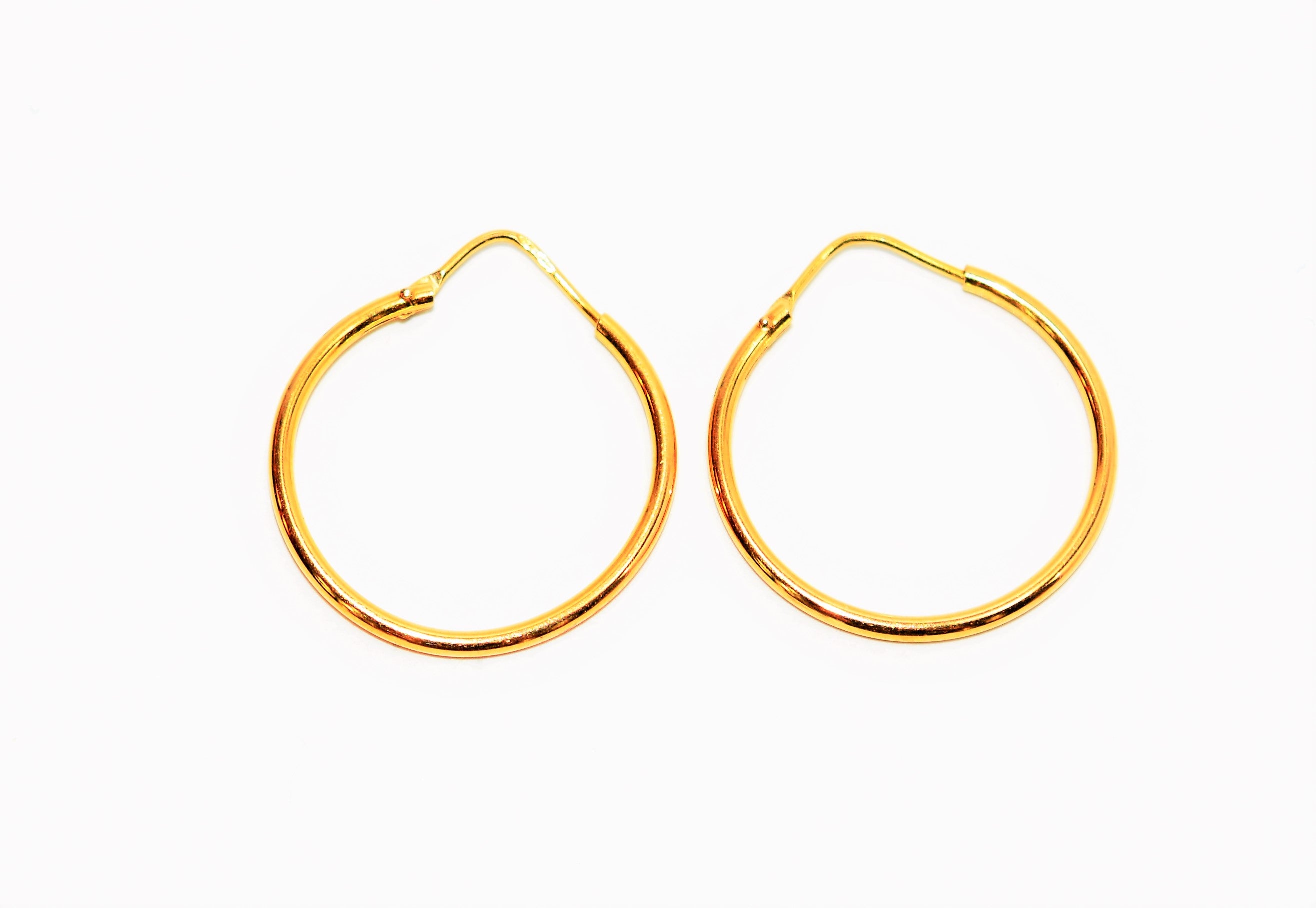 18K Solid Gold 25mm Hoop Earrings Gold Hoops Gold Earrings Shiny Hoops Polished Hoops Statement Earrings Vintage Earrings Estate Jewellery