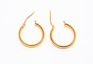 Hoop Earrings 14K Solid Gold Earrings Textured Fashion Hoop Statement Women's Earrings Ladies Earrings Estate Earrings Fine Vintage Earrings