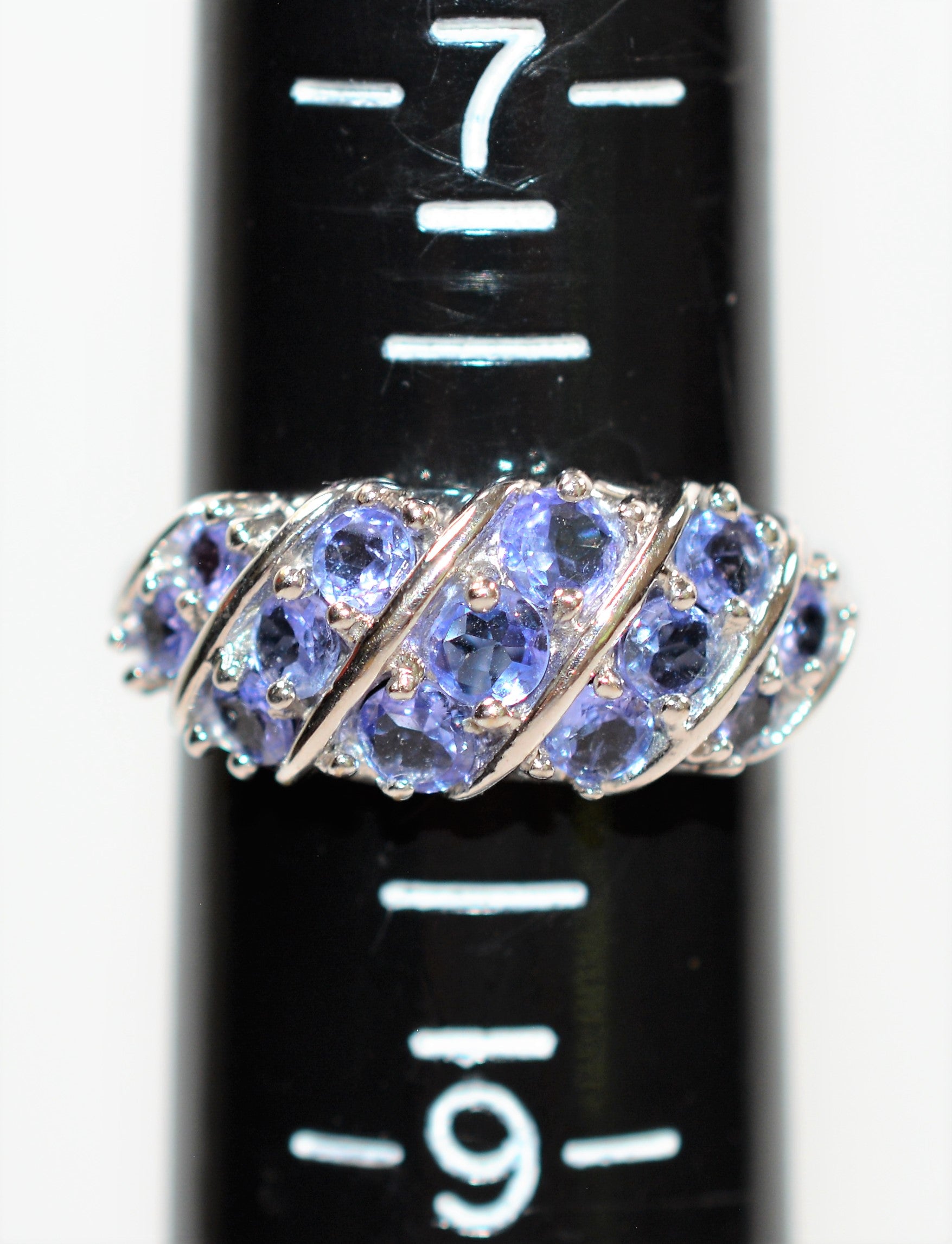 Natural Tanzanite Ring 14K Solid White Gold 1.50tcw Cluster Ring Gemstone Ring December Birthstone Ring Band Ring Vintage Ring Women's Ring